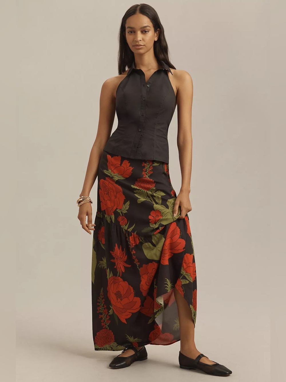 Farm Rio Floral Maxi Slip Skirt